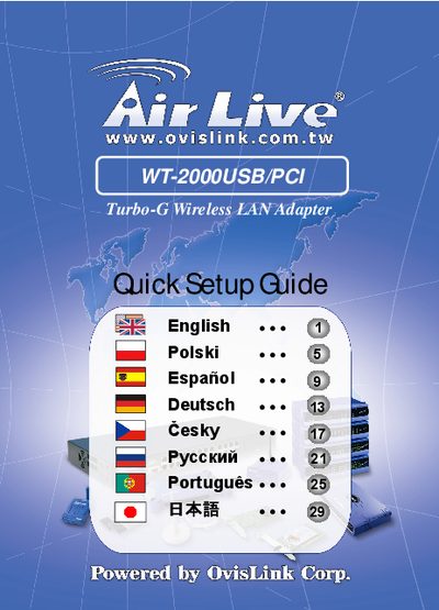 AirLive WT-2000USB/PCI Wireless LAN Adapter User Manual - cover page