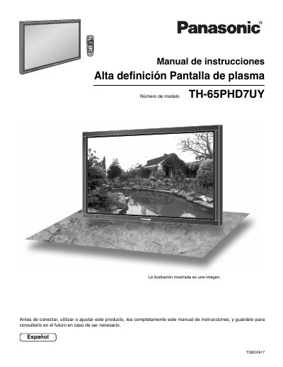 Panasonic TH-65PHD7UY High Definition Plasma Display Operating Instructions - cover page
