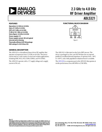 Analog Devices ADL5321 Datasheet - cover page