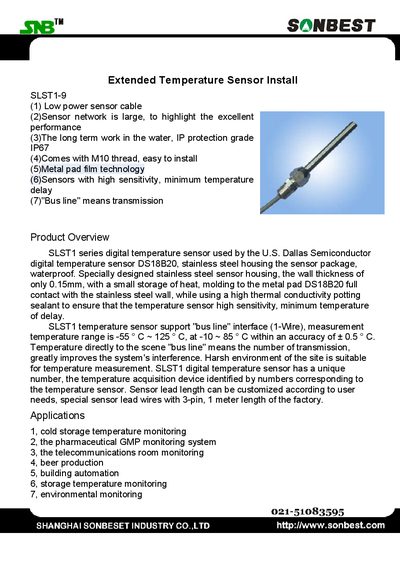 Sonbest SLST1-9 Installation Manual - cover page