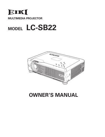 EIKI LC-SB22 Multimedia Projector Owner's Manual - cover page