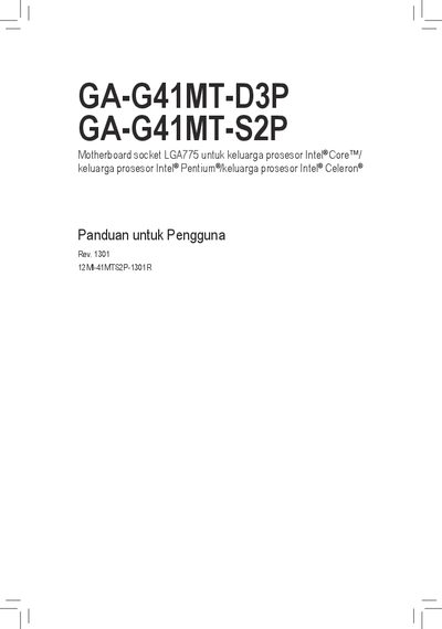 Gigabyte GA‑G41MT‑D3P / GA‑G41MT‑S2P User Manual - cover page