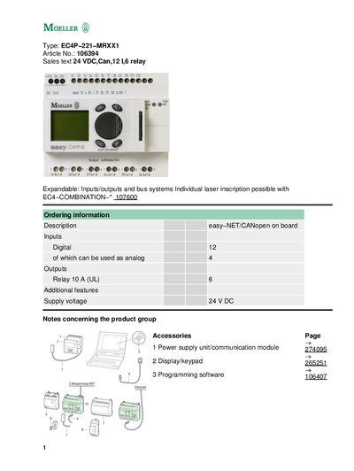 Moeller EC4P-221-MRXX1 User Manual - cover page