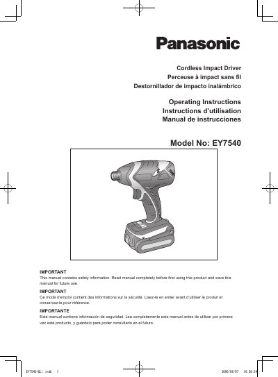 Panasonic EY7540-MULTI Manual - cover page