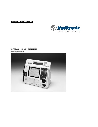 Medtronic Physio-Control LIFEPAK 12 3D Biphasic Defibrillator/Monitor Operating Instructions - cover page