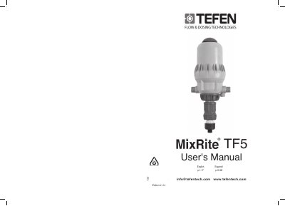 TEFEN MixRite TF5 Proportioning Dosing Injector User's Manual - cover page