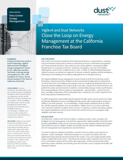 Dust Networks Wireless Mesh Network Case Study: Vigilent Energy Management - cover page