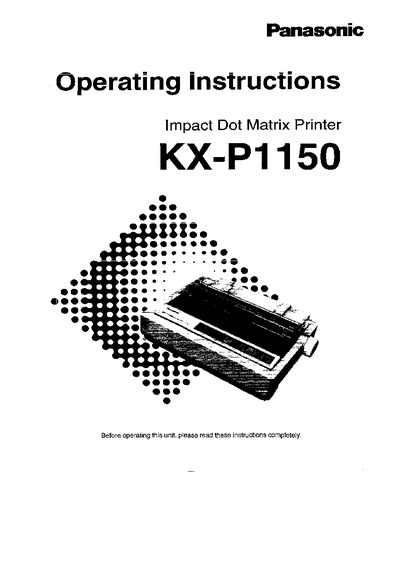 Panasonic KX-P1150 Printer Operating Instructions - cover page