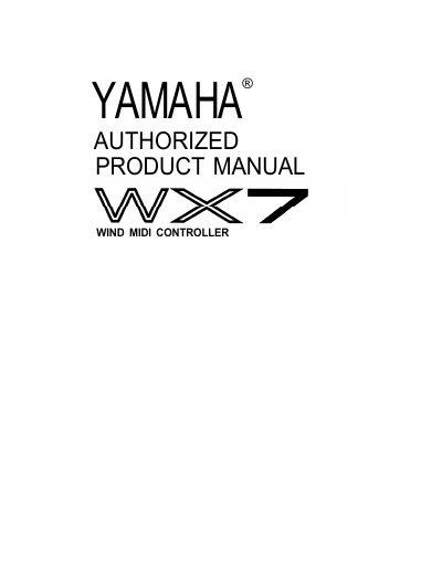 Yamaha WX7 Wind MIDI Controller Owner's Manual - cover page
