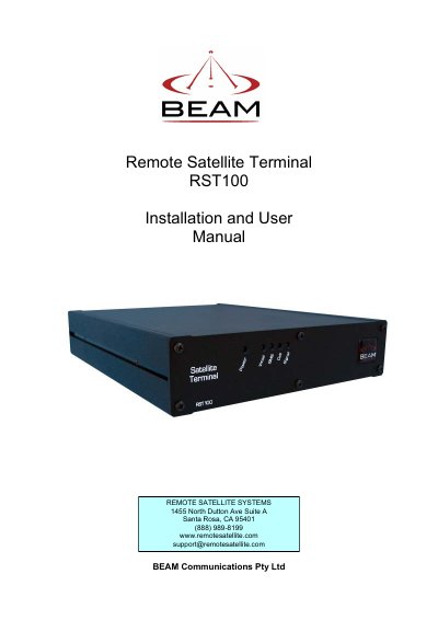 BEAM RST100 Remote Satellite Terminal Installation and User Manual