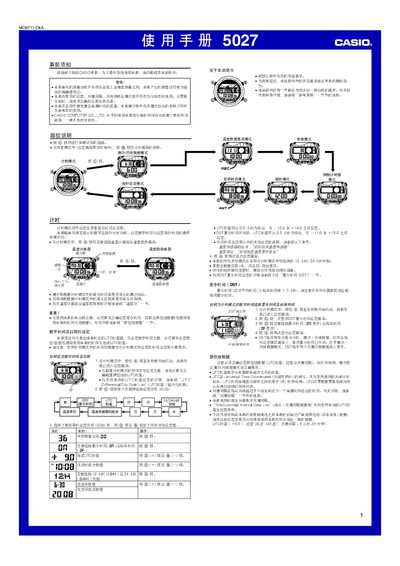 Casio 5027 Watch User Manual - cover page