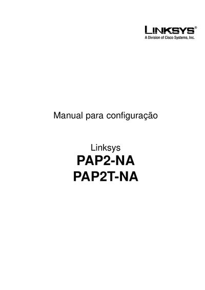 Linksys PAP2-NA / PAP2T-NA User Manual - cover page