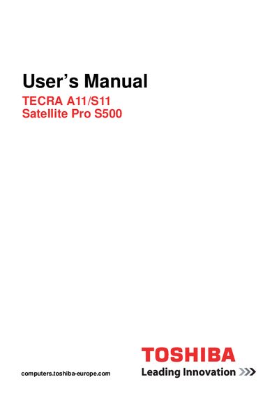 Toshiba TECRA A11/S11 Satellite Pro S500 User Manual