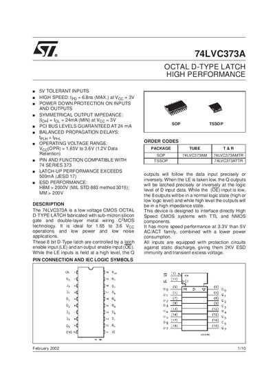 STMicroelectronics 74LVC373A Datasheet - cover page