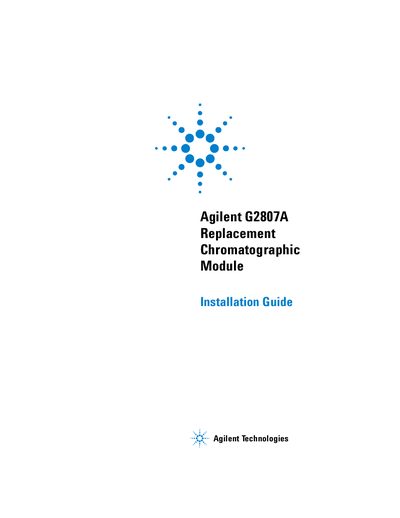 Agilent G2807A Replacement Chromatographic Module for the 3000 Micro GC guide - cover page