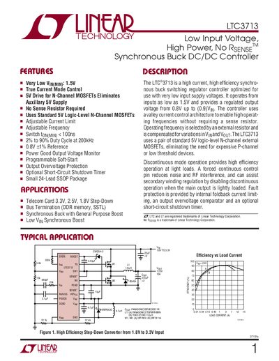 Linear Technology LTC3713 Datasheet - cover page