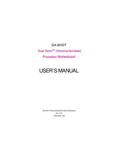GA GA-9IVDT Motherboard User Manual - cover page