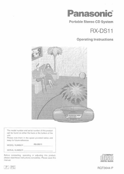 Panasonic RX-DS11 Portable Stereo CD System Operating Instructions - cover page