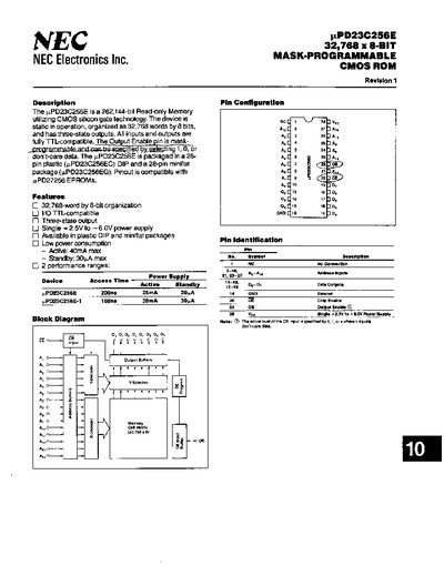 NEC UPD23C256E Data Sheet  - cover page