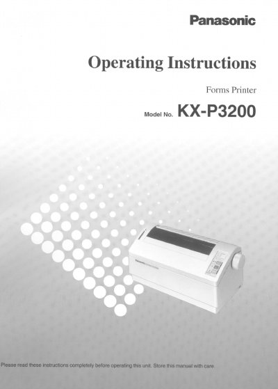 Panasonic KX-P3200 Forms Printer Operating Instructions - cover page