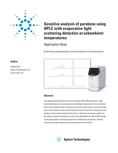 Agilent 385-ELSD Evaporative Light Scattering Detector Application Note - cover page