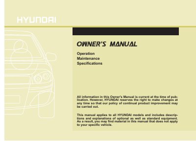 Hyundai Various Models Owner's Manual - cover page