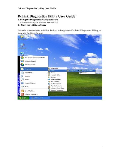D-Link DGE-528T Diagnostics Utility User Guide - cover page