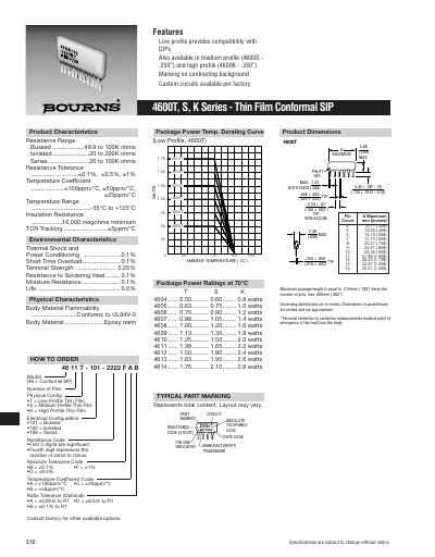 Bourns 4801-4807 Power Transformers Datasheet - cover page
