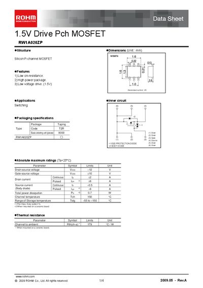 ROHM RW1A020ZP Datasheet - cover page