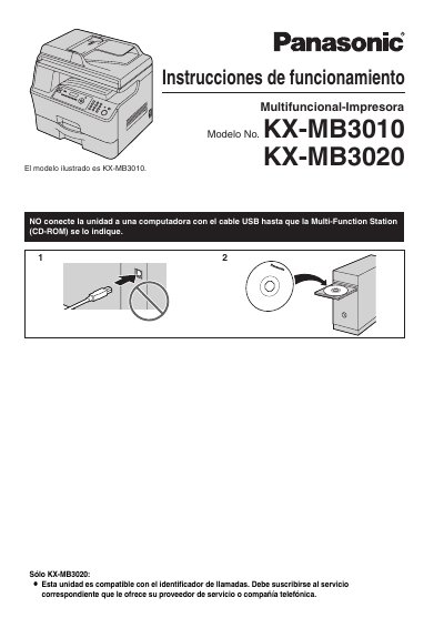 Panasonic KX-MB3010 KX-MB3020 Multifunction Printer User Manual - cover page