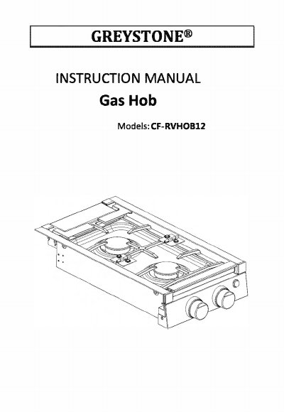 GREYSTONE C:F-RVHOB12 Gas Hob Instruction Manual - cover page