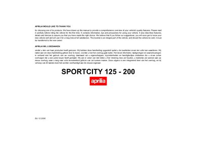aprilia 852918 SPORTCITY 125-200 UK-NL 2006 Manual
