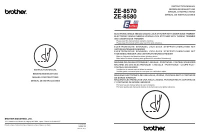 Brother ZE-8570/ZE-8580 Electronic Single Needle Zigzag Lock Stitcher Instruction Manual - cover page