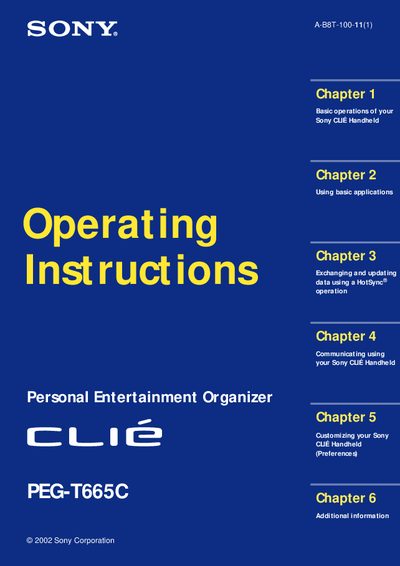 Sony PEG‑T665C Operating Instructions - cover page
