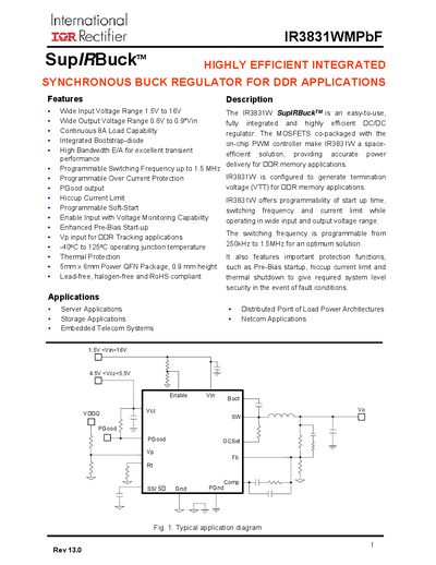 International Rectifier IR3831WMPbF Datasheet - cover page