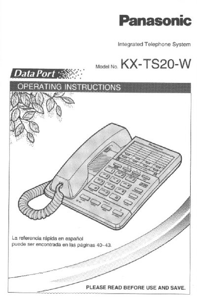 Panasonic KX-TS20-W Integrated Telephone System Separating Instructions - cover page