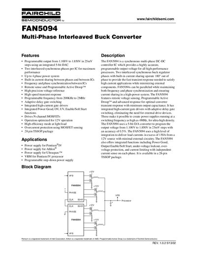Fairchild Semiconductor FAN5094 Datasheet - cover page