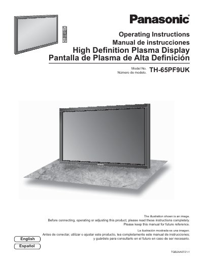 Panasonic TH-65PF9UK Plasma Display Operating Instructions - cover page