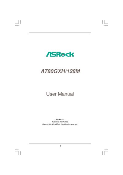 ASRock A780GXH/128M User Manual - cover page