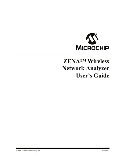 Microchip ZENA Wireless Network Analyzer User Guide - cover page