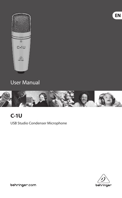 BEHRINGER C-1U USB Studio Condenser Microphone User Manual
