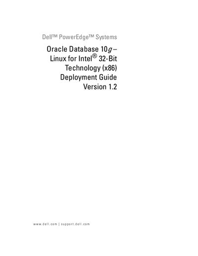 Dell PowerEdge Installation Guide for Oracle Database 10g - cover page