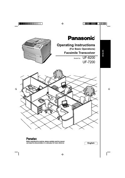 Panasonic UF-8200/UF-7200 Facsimile Transceiver Operating Instructions - cover page