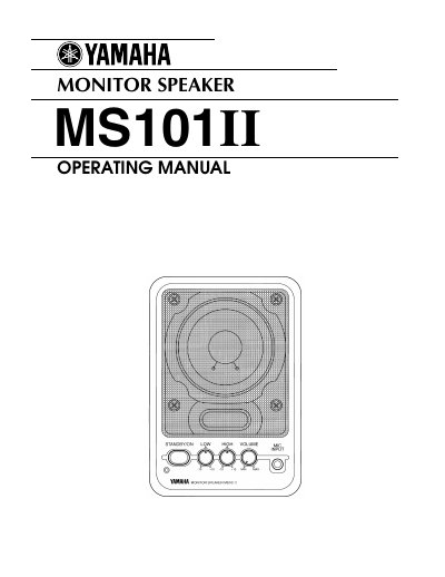 Yamaha MS101II Monitor Speaker Owner's Manual - cover page