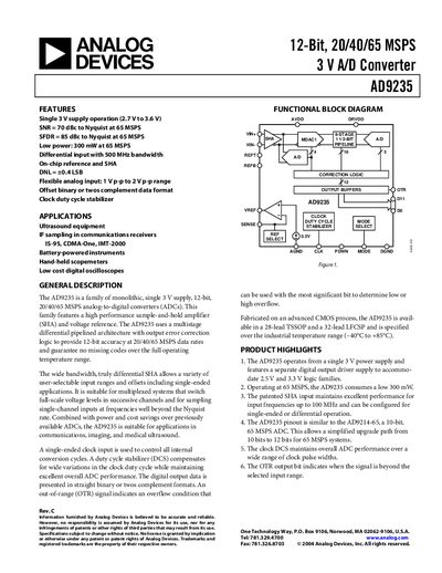 Analog Devices AD9235 Datasheet