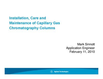 Agilent Capillary Gas Chromatography Columns Installation Care and Maintenance Manual - cover page