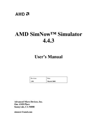 AMD SimNow 4.4.3 Simulator User Manual - cover page