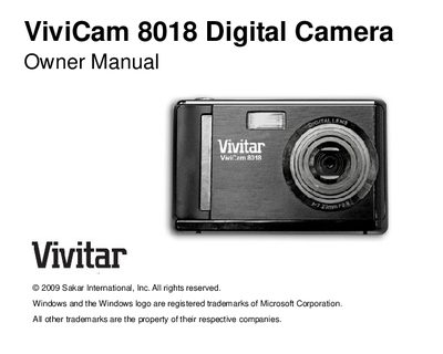 Vivitar ViviCam 8018 Digital Camera Owner Manual - cover page