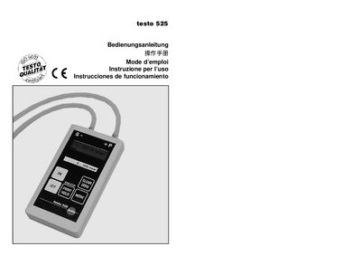 Testo 525 Digital Manometer User Manual - cover page
