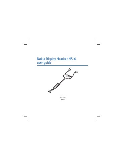 Nokia HS-6 Display Headset User Manual - cover page